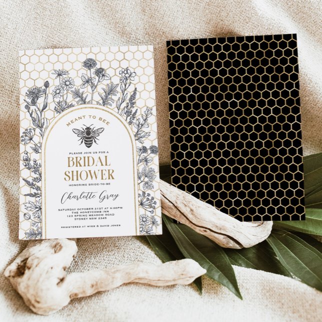 Invitación Primavera Flor silvestre Bee Honeycomb Bridal Show (Subido por el creador)
