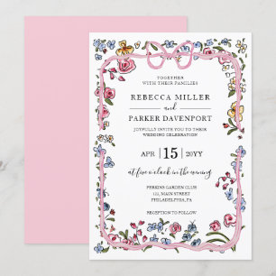 Invitación Primavera floral caprichosa modernidad Boda elegan