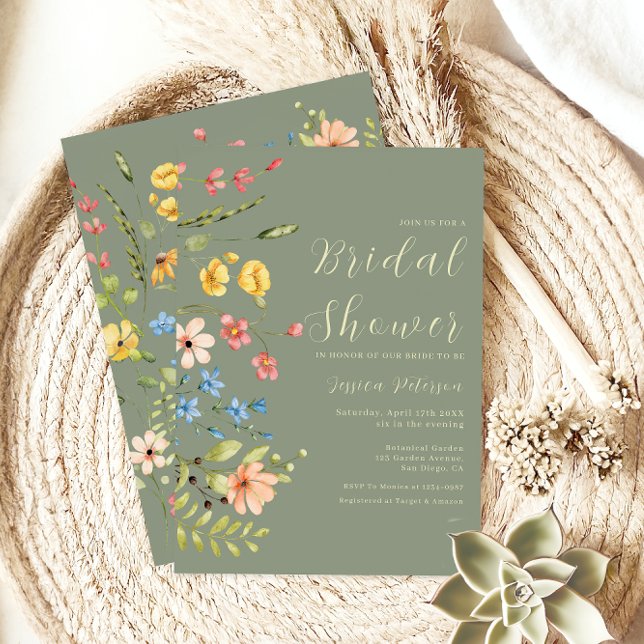 Invitación Primavera Floral Elegante Jardín Sage Bridal Ducha (Subido por el creador)
