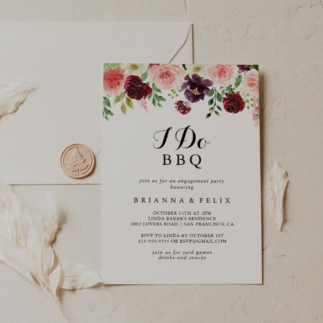 Invitación Primavera Floral I Hacer Partido de Compromiso BBQ (Subido por el creador)
