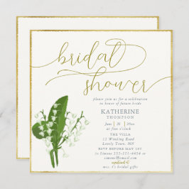 Invitación Primavera Floral Lily Valley Gold Frame Shower