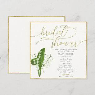 Invitación Primavera Floral Lily Valley Gold Frame Shower