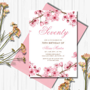 Invitación Primavera Floral Rosa Cerezo Blossom Cumpleaños