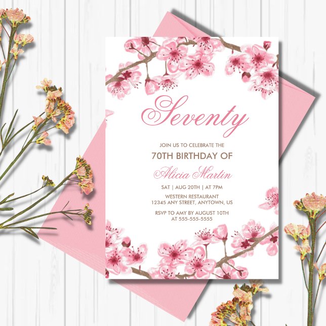 Invitación Primavera Floral Rosa Cerezo Blossom Cumpleaños (Subido por el creador)