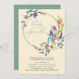 Invitación Primavera Floral Wreath Tema de Pascua Bebé Sprink