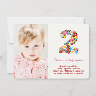 Invitación Primavera Flores Dos Bebés Foto De Segundo Cumplea