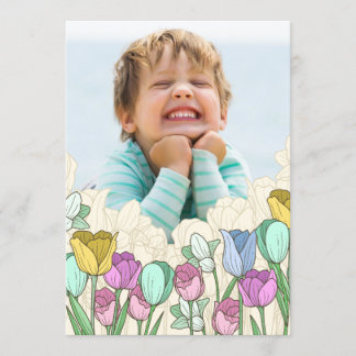 Invitación Primavera Flores Foto Fronteriza Cumpleaños