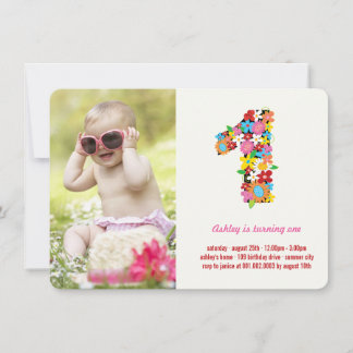 Invitación Primavera Flores Una Niña Nacida Primer Día Foto