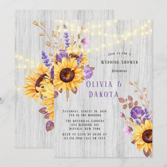 Invitación Primavera giratorio Morado Peony Wedding Shower (Anverso / Reverso)