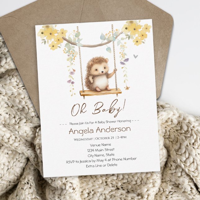 Invitación Primavera HedgeHog Floral Baby Shower (Subido por el creador)