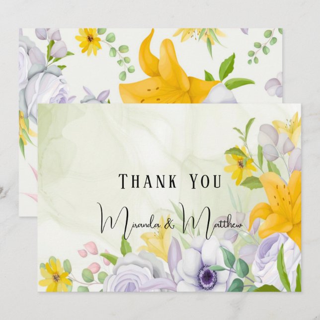 Invitación Primavera Hermosa Boda Floral Gracias Cartas (Anverso / Reverso)