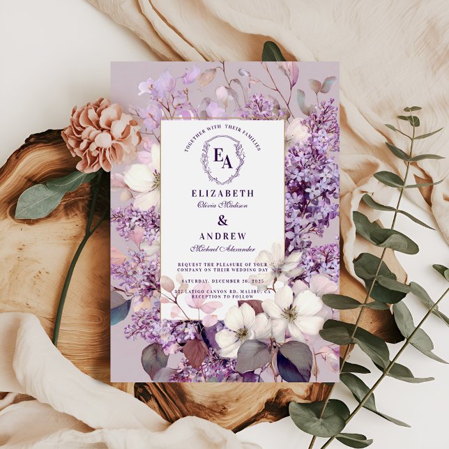 Invitación Primavera Lilac Bloom Romántica Celebración Floral (Subido por el creador)