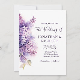 Invitación Primavera Lilac Flores cristianas Boda de la Bibli