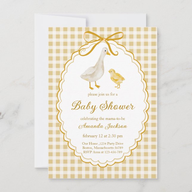 Invitación Primavera madre de la ganso y el zumbido de Baby S (Anverso)