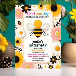 Invitación primavera margarita amarillo primer día de cumplea