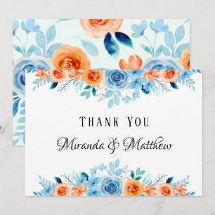 Invitación Primavera Paint Azul Naranja Florals Boda Gracias