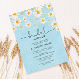 Invitación Primavera Pastel Daisies blancos y azules Ducha de