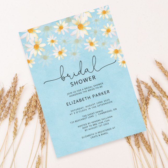 Invitación Primavera Pastel Daisies blancos y azules Ducha de (Subido por el creador)