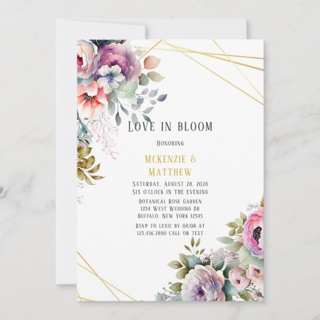 Invitación Primavera Pastel Floral Bouquet Amor En Bloom (Anverso)