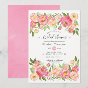 Invitación Primavera Peony Flowers Bridal Shower