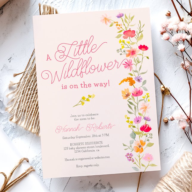 Invitación Primavera Pequeña flor florida de bebé (Spring Little wildflower floral baby shower Invitation)