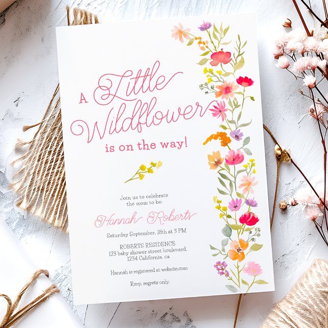 Invitación Primavera Pequeña flor florida de bebé (Spring Little wildflower floral baby shower Invitation)
