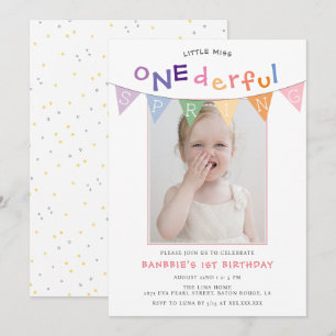 Invitación Primavera Pequeña Miss Maravillosa Foto Primer Cum