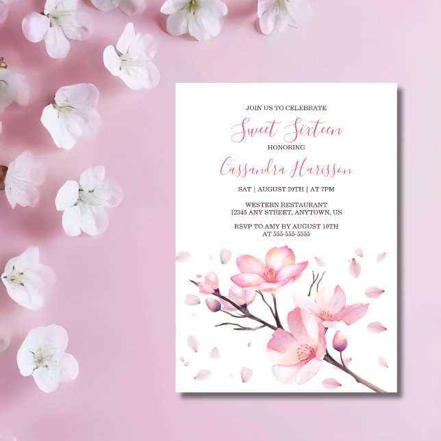 Invitación Primavera Rubor color de cerezo rosado cumpleaños  (Subido por el creador)