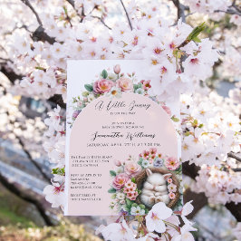Invitación Primavera Rubor Pink floral conejito Baby Girl Sho