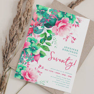 Invitación Primavera Verano acuarela Floral 70 cumpleaños