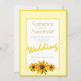 Invitación Primavera verano Casual Flor Amarilla simple Boda