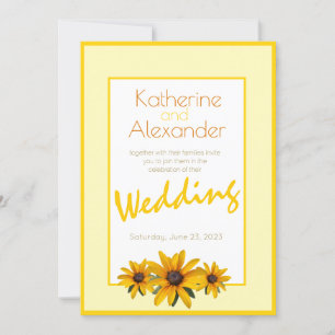 Invitación Primavera verano Casual Flor Amarilla simple Boda