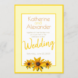 Invitación Primavera verano Casual Flor Amarilla simple Boda