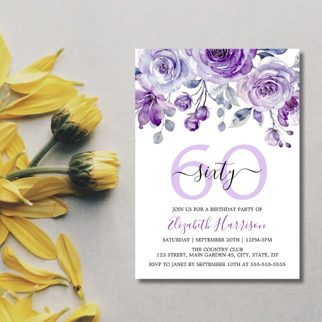 Invitación Primavera Violeta Rosa Jardín Floral Cumpleaños (Subido por el creador)