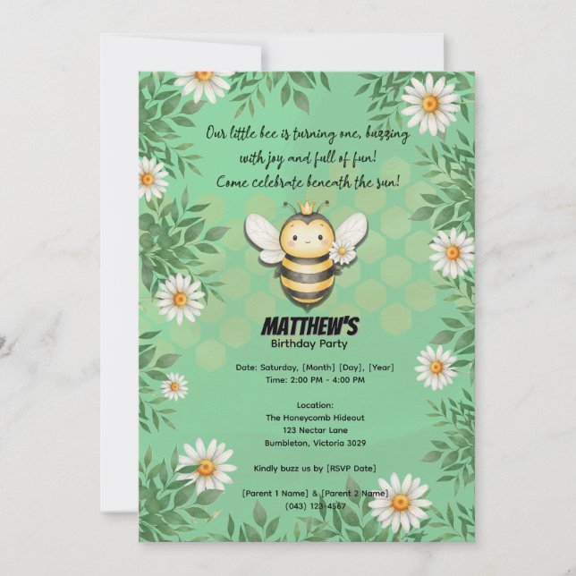 Invitación Primer alboroto de Little Bee: Primer cumpleaños (Anverso)