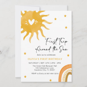 Invitación Primer año de Boho Baby alrededor del sol