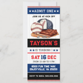 Invitación Primer año de caída del equipo de béisbol 1er cump