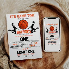 Invitación Primer año de caída Fiesta de Baloncesto de cumple