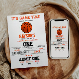 Invitación Primer año de caída Fiesta de Baloncesto de cumple