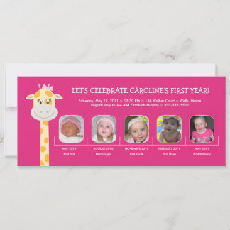 Invitación Primer año de cumpleaños de la niña bebé