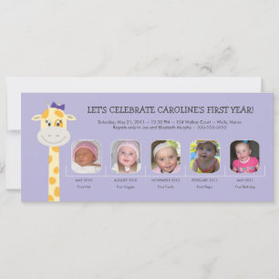 Invitación Primer año de cumpleaños de la niña bebé