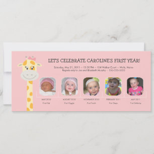 Invitación Primer año de cumpleaños de la niña bebé