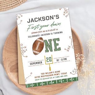 Invitación Primer año de fiesta de cumpleaños del fútbol