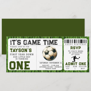 Invitación Primer año de fútbol boleto de cumpleaños