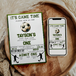 Invitación Primer año de fútbol y primer cumpleaños