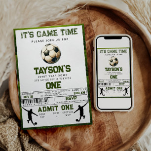 Invitación Primer año de fútbol y primer cumpleaños