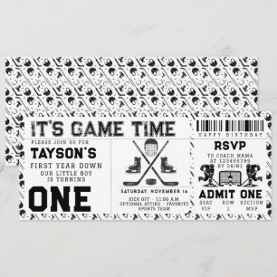 Invitación Primer año de hockey primer año de boleto de cumpl