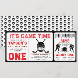 Invitación Primer año de hockey primer año de boleto de cumpl