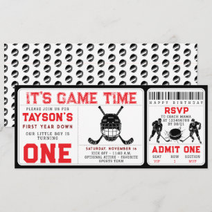 Invitación Primer año de hockey primer año de boleto de cumpl