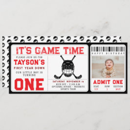 Invitación Primer año de hockey primer año de boleto de cumpl